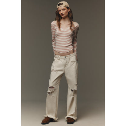 Notched Long-Sleeve T-Shirt by Pilcro