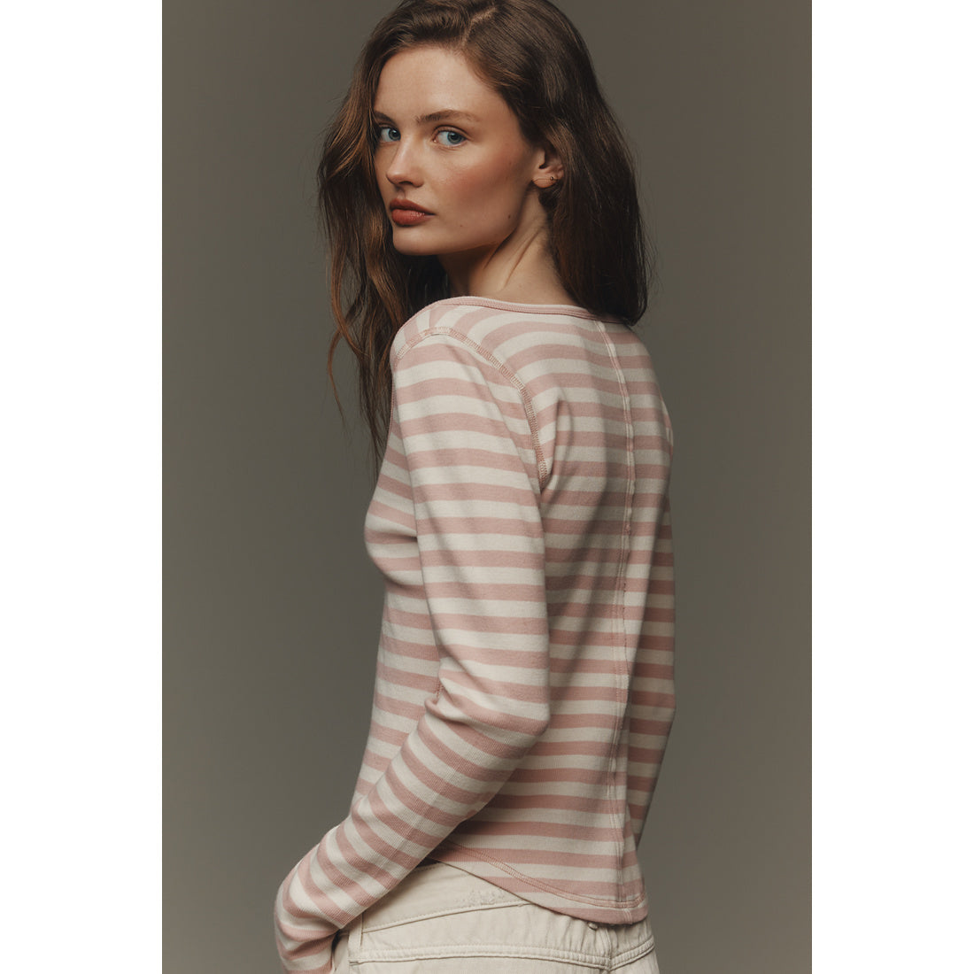 Notched Long-Sleeve T-Shirt by Pilcro