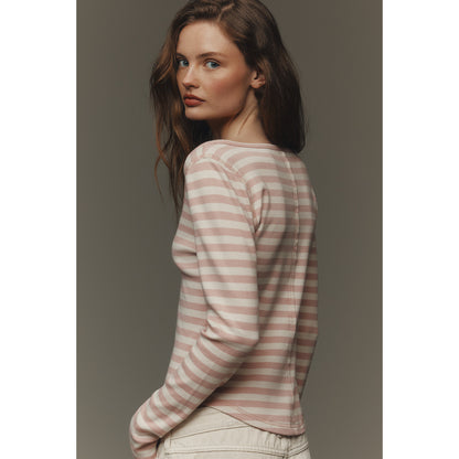 Notched Long-Sleeve T-Shirt by Pilcro