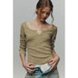 Notched Long-Sleeve T-Shirt by Pilcro