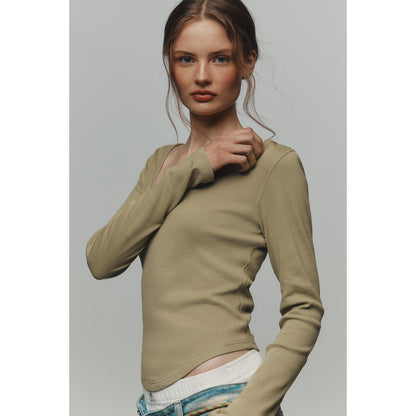 Notched Long-Sleeve T-Shirt by Pilcro