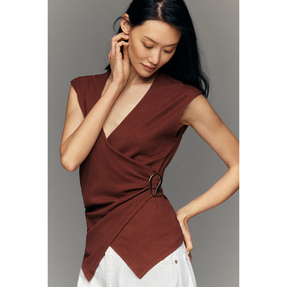 V-Neck Cap-Sleeve Top by Maeve