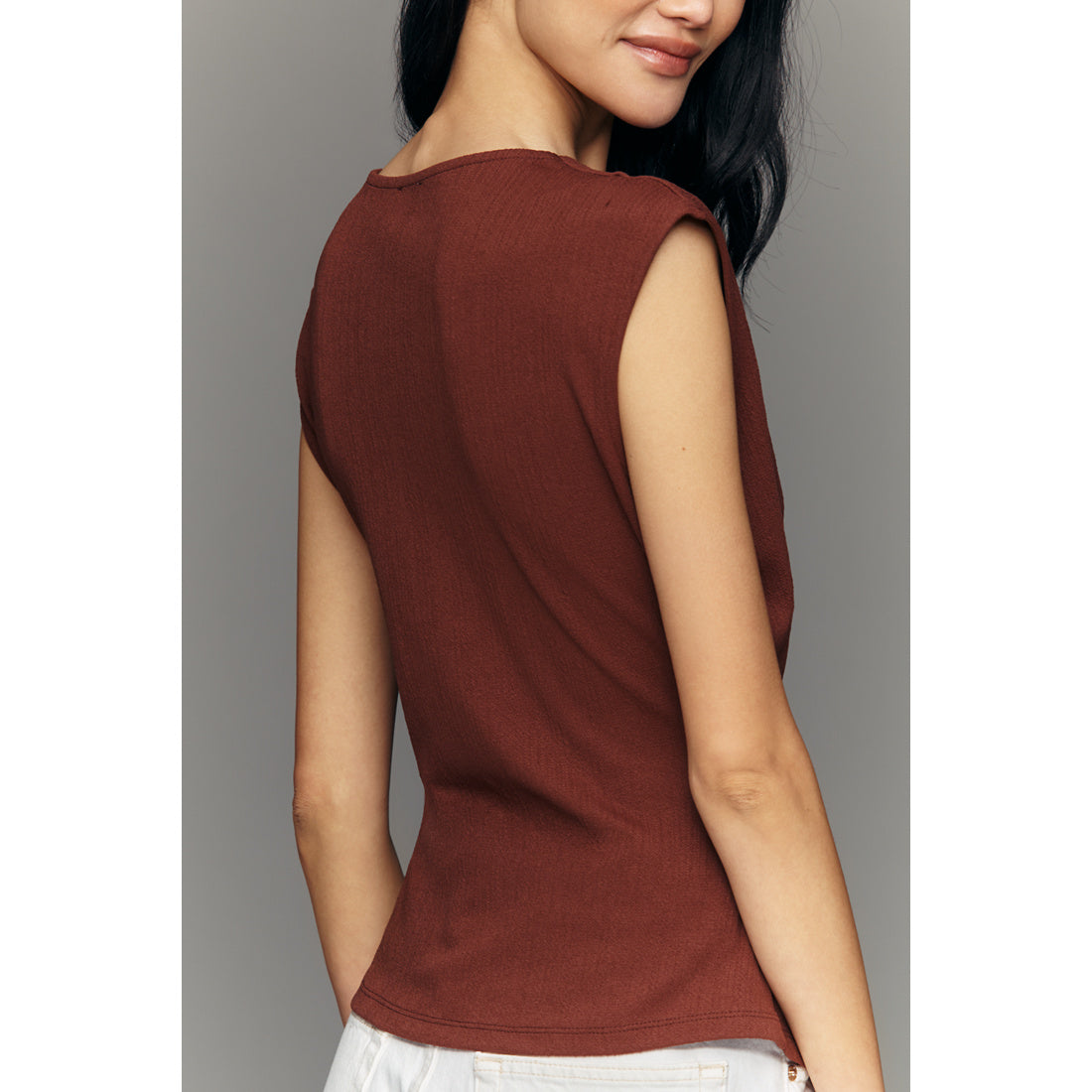 V-Neck Cap-Sleeve Top by Maeve