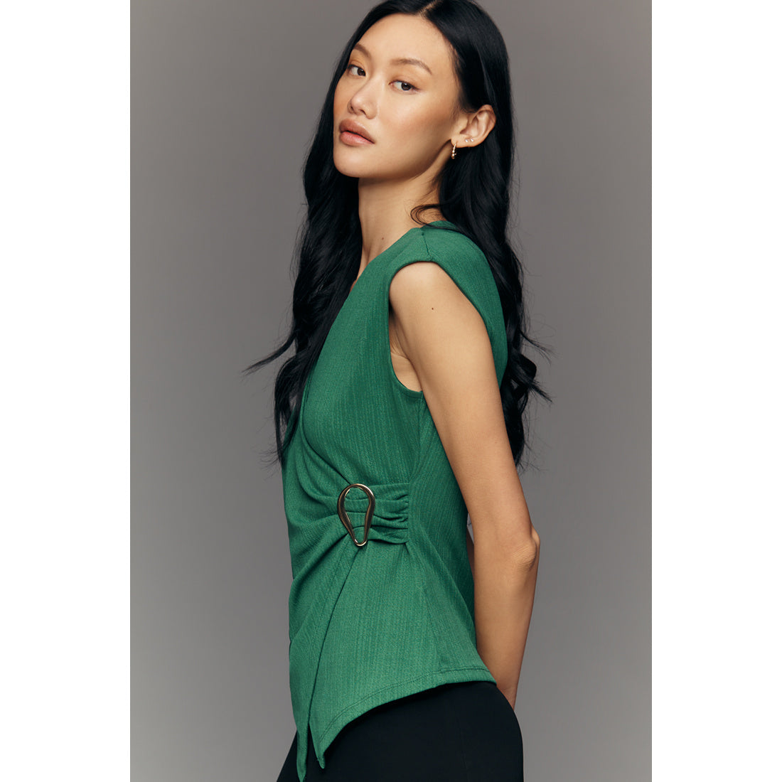 V-Neck Cap-Sleeve Top by Maeve