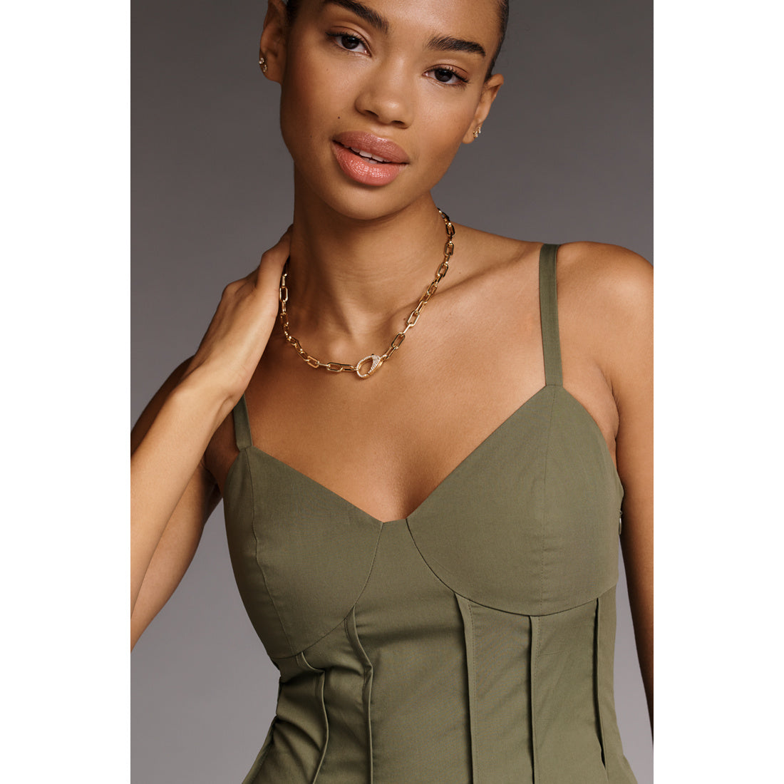 Cotton V-Neck Corset Mini Dress by Mare Mare