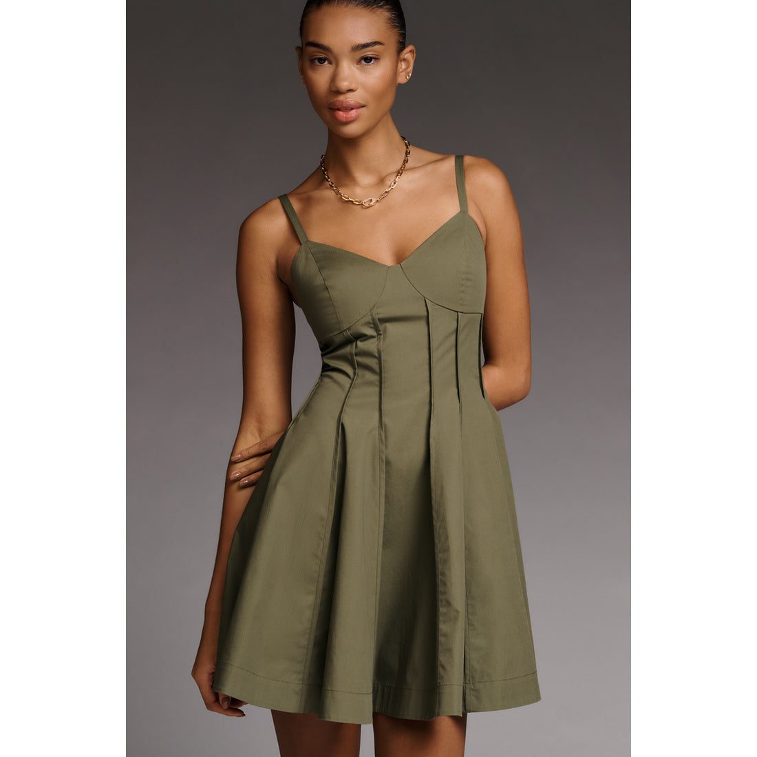 Cotton V-Neck Corset Mini Dress by Mare Mare