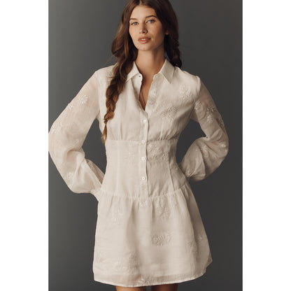 Waisted Mini Shirt Dress by Flat White, Women's, Size: Small at Anthropologie