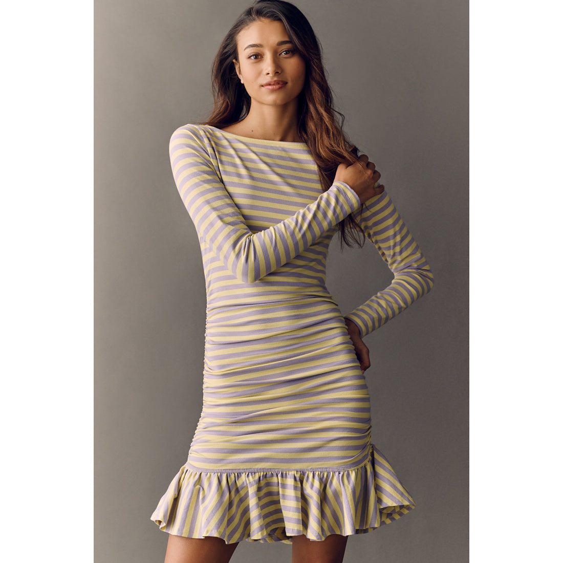Daily Practice Drop-Waist Long-Sleeve Mini Dress by Daily Practice by Anthropologie, Women's, Size: Medium, Cotton
