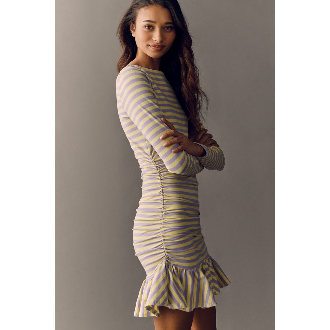 Daily Practice Drop-Waist Long-Sleeve Mini Dress by Daily Practice by Anthropologie, Women's, Size: Medium, Cotton