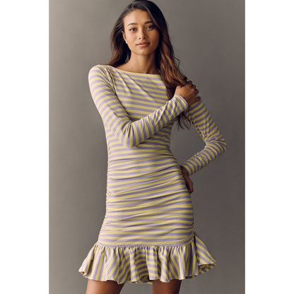 Daily Practice Drop-Waist Long-Sleeve Mini Dress by Daily Practice by Anthropologie, Women's, Size: Medium, Cotton