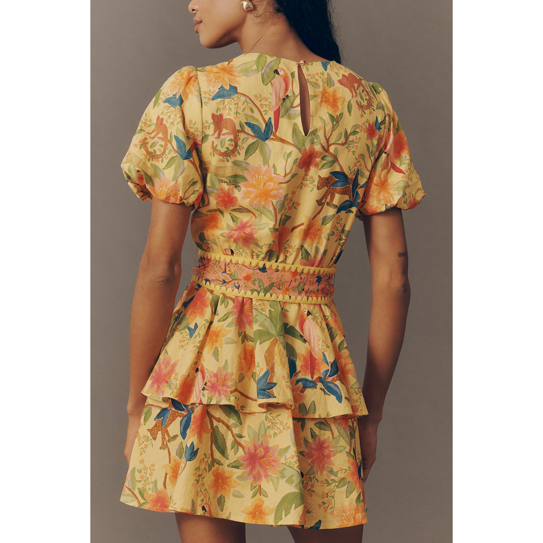 Farm Rio x Anthropologie Belted Tiered Mini Dress