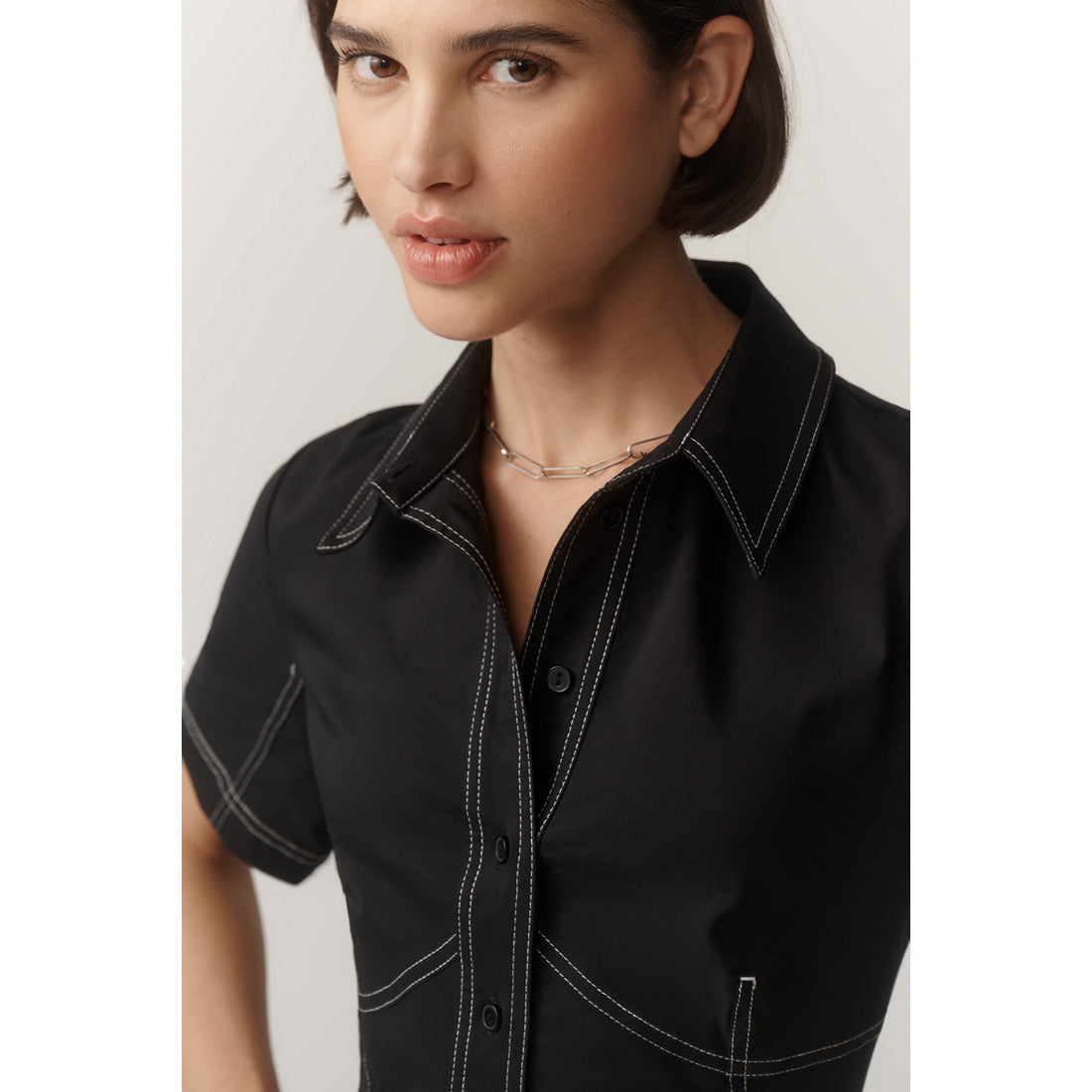 Contrast Stitch Mini Dress by Exquise