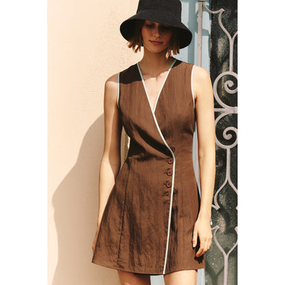Asymmetric Button Mini Dress by Mare Mare