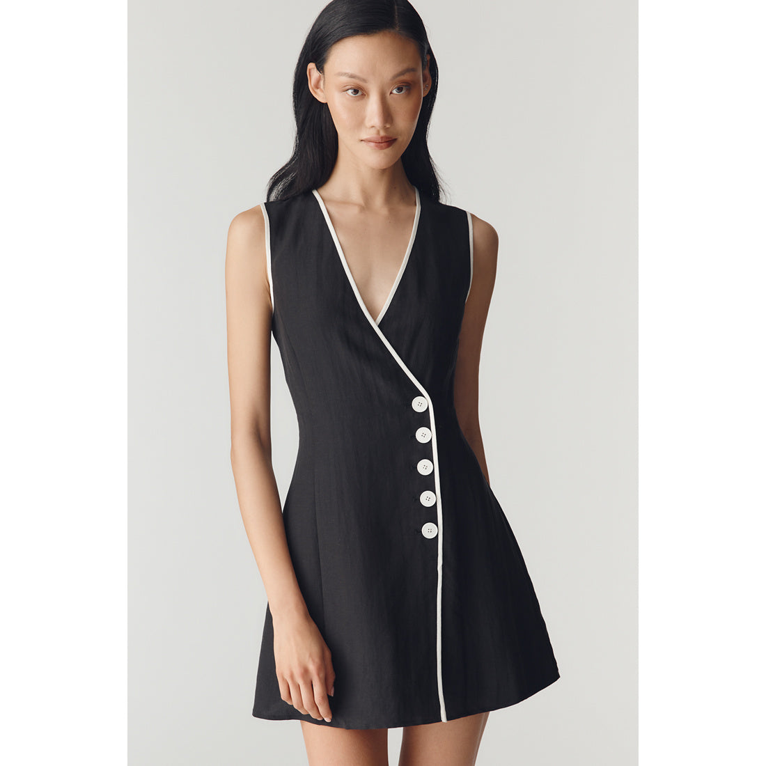 Asymmetric Button Mini Dress by Mare Mare