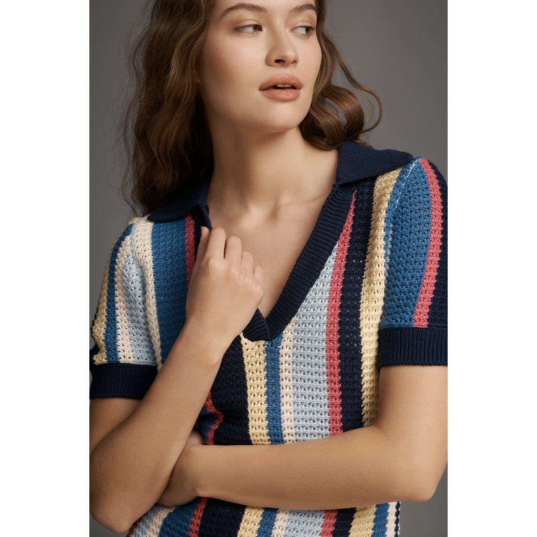 Collared Knit Mini Dress by Maeve, Women's, Size: Small, Cotton/Rayon/Acrylic at Anthropologie