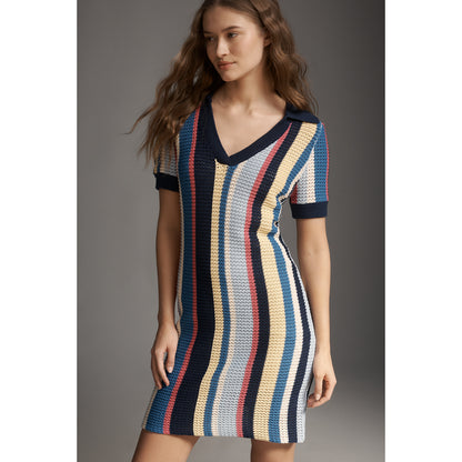 Collared Knit Mini Dress by Maeve, Women's, Size: Small, Cotton/Rayon/Acrylic at Anthropologie