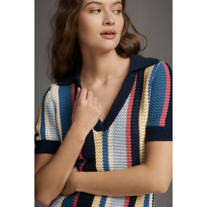 Collared Knit Mini Dress by Maeve, Women's, Size: Small, Cotton/Rayon/Acrylic at Anthropologie