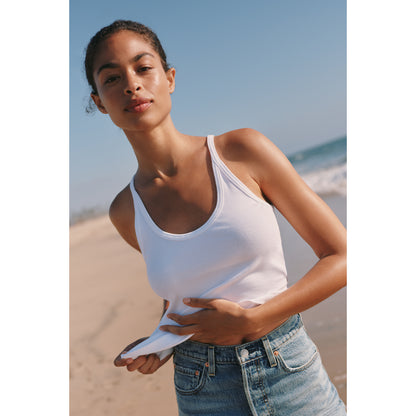 Sunsette Ribbed Strappy Tank Top by Pilcro