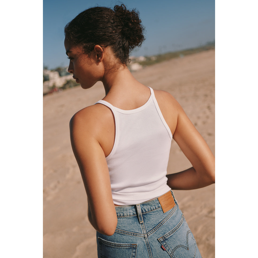 Sunsette Ribbed Strappy Tank Top by Pilcro