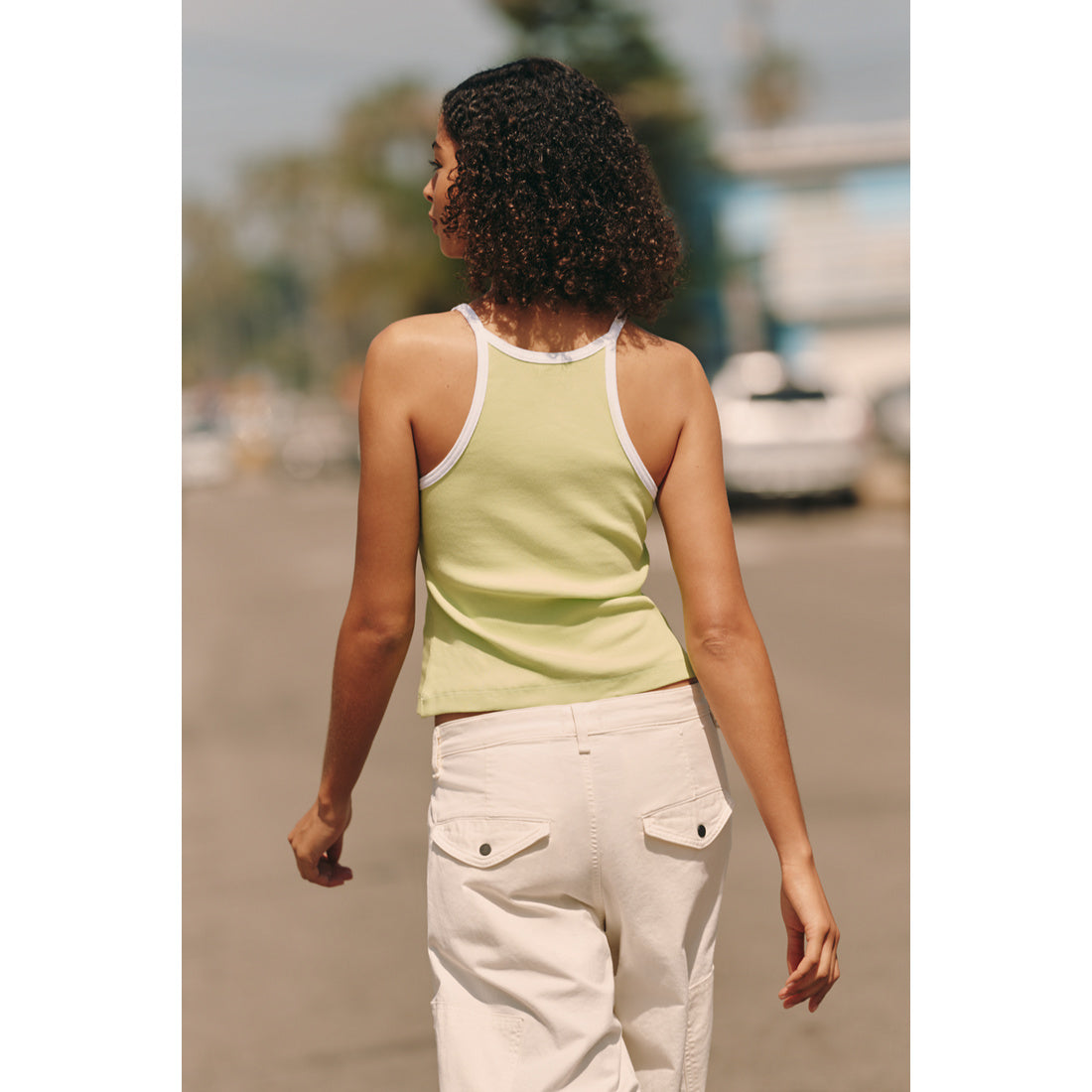 Sunsette Ribbed Strappy Tank Top by Pilcro