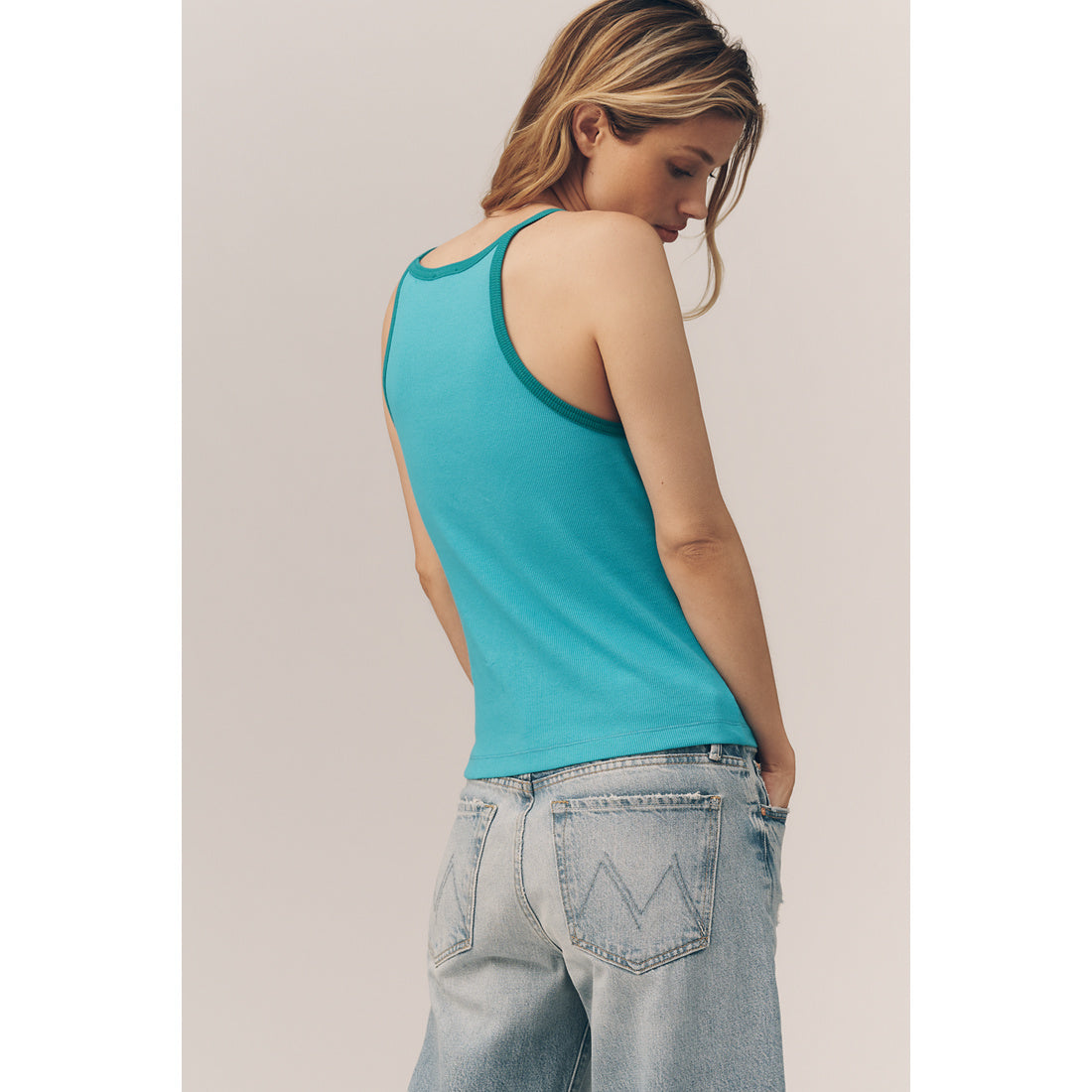 Sunsette Ribbed Strappy Tank Top by Pilcro