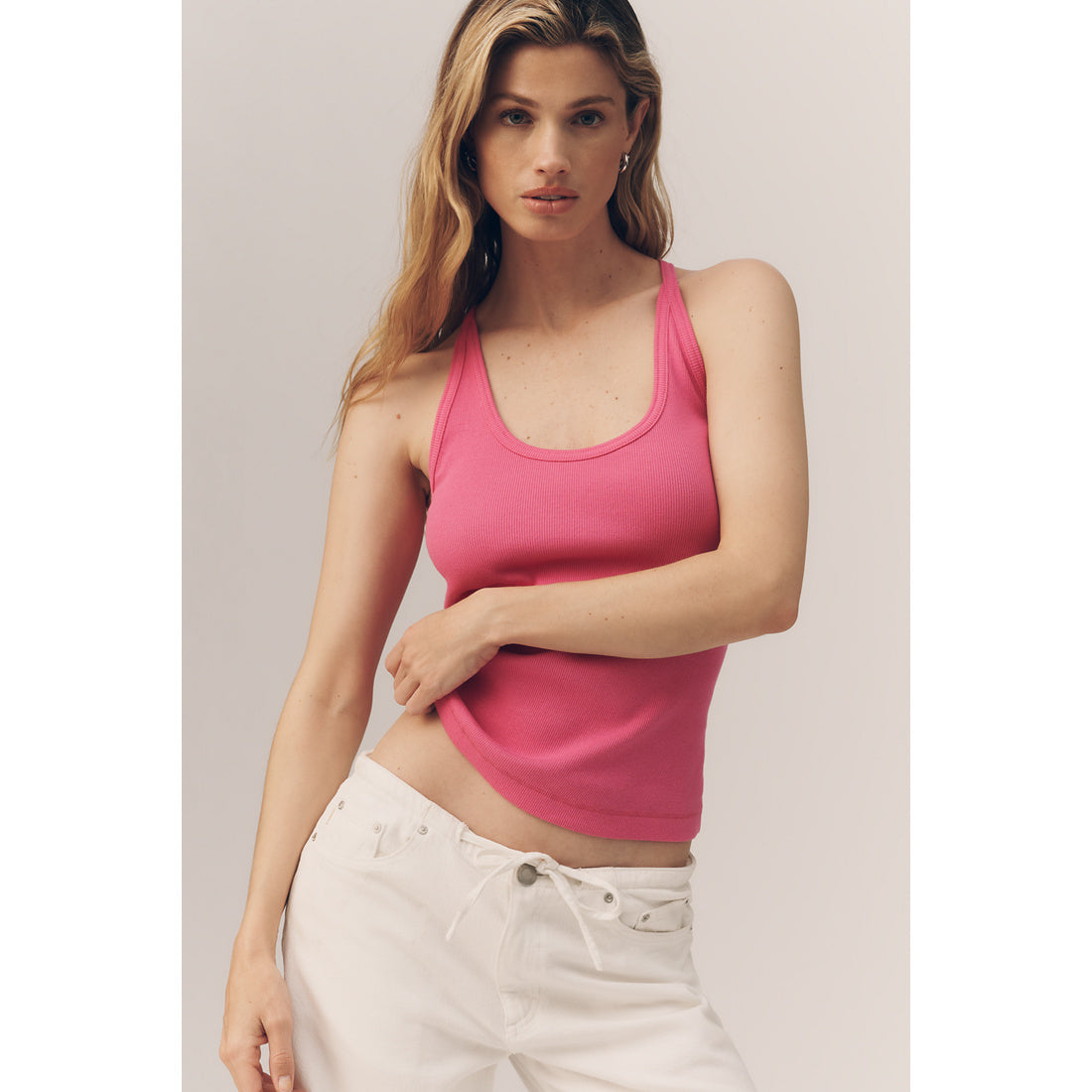 Sunsette Ribbed Strappy Tank Top by Pilcro