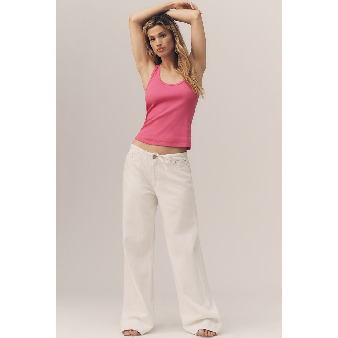 Sunsette Ribbed Strappy Tank Top by Pilcro