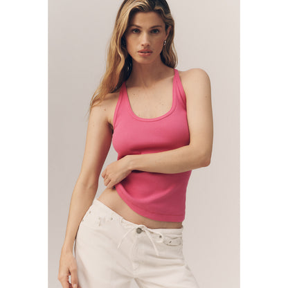 Sunsette Ribbed Strappy Tank Top by Pilcro