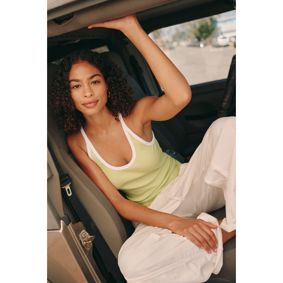 Sunsette Ribbed Strappy Tank Top by Pilcro