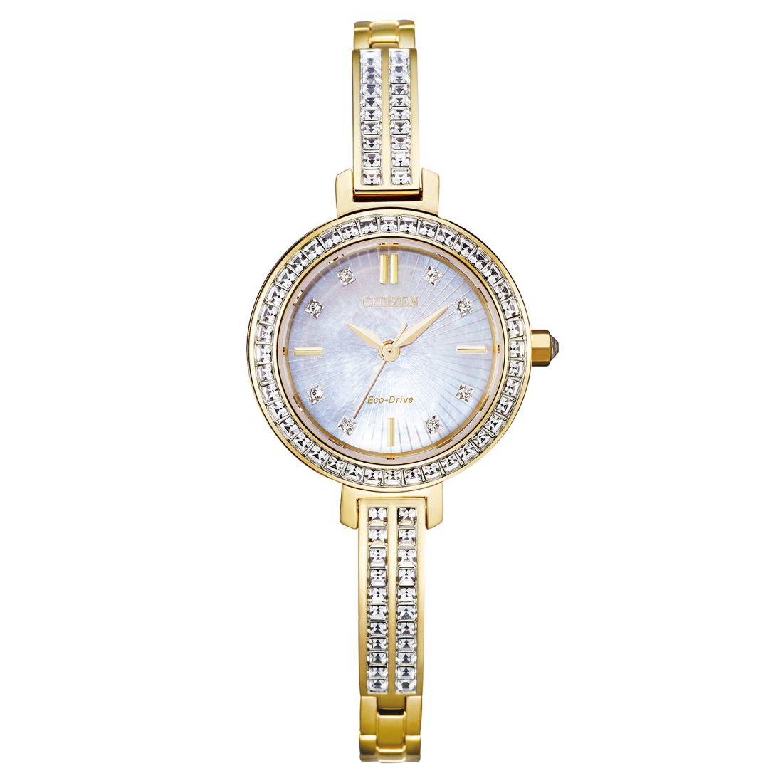 Citizen Eco-Drive Women's Gold-Tone Stainless Steel & Crystal Bangle Bracelet Watch 25mm