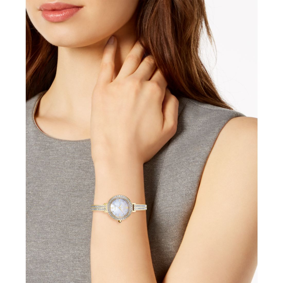 Citizen Eco-Drive Women's Gold-Tone Stainless Steel & Crystal Bangle Bracelet Watch 25mm
