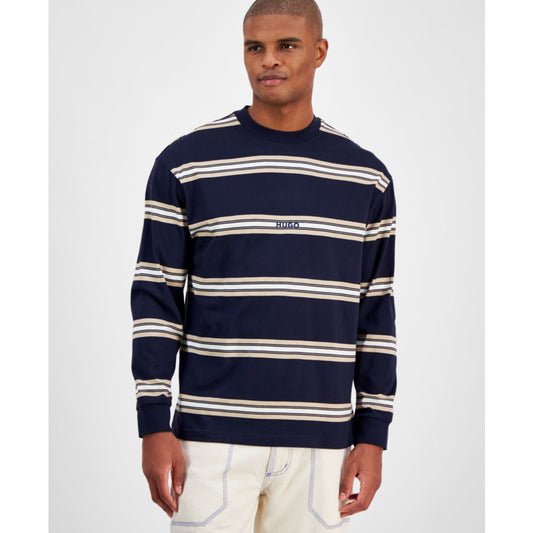 Hugo by Hugo Boss Men's Nistriplo Relaxed Fit Striped Long Sleeve Crewneck T-Shirt