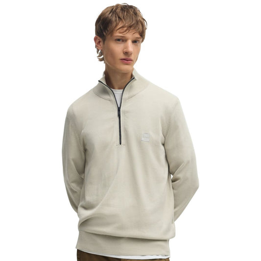 Boss by Hugo Boss Men's Logo Patch Zip-Neck Sweater