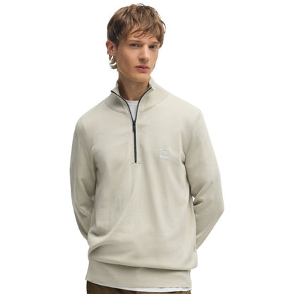 Boss by Hugo Boss Men's Logo Patch Zip-Neck Sweater