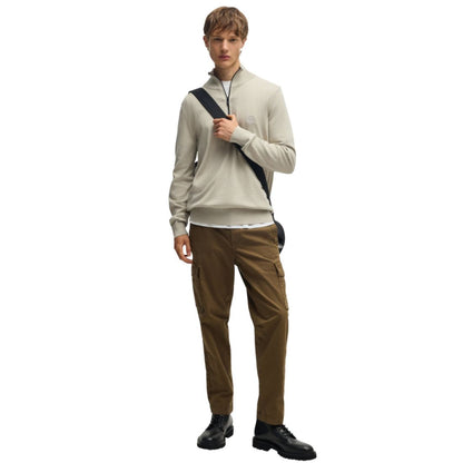 Boss by Hugo Boss Men's Logo Patch Zip-Neck Sweater
