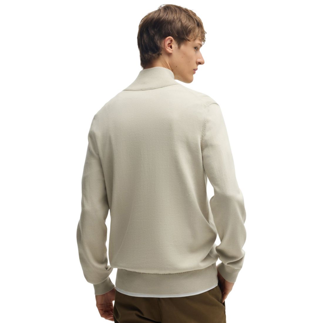 Boss by Hugo Boss Men's Logo Patch Zip-Neck Sweater