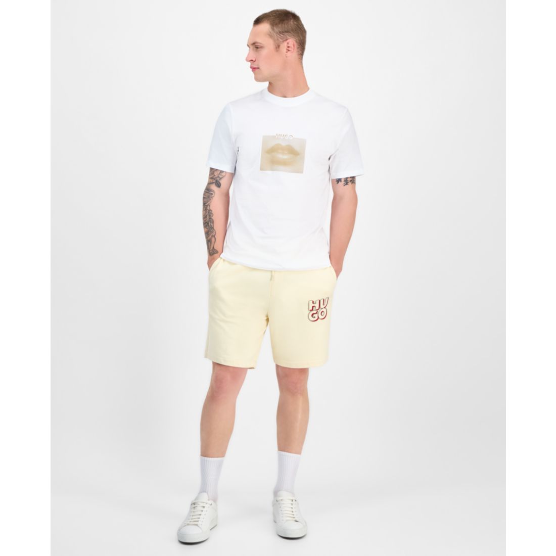 Hugo Boss Men's Deterni Short Sleeve Crewneck Lips Graphic T-Shirt