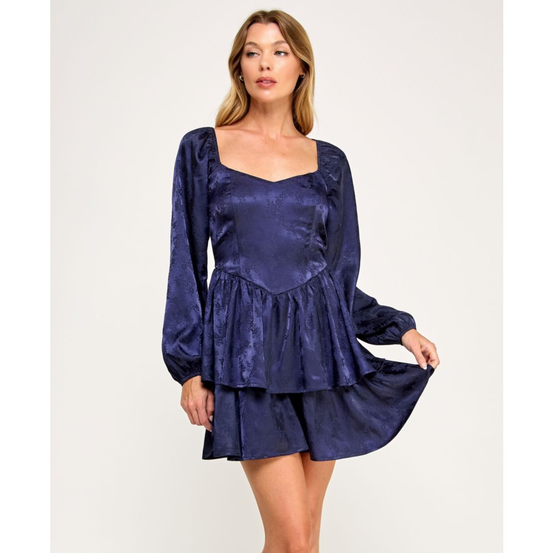 Trixxi Juniors' Long Sleeve Double-Tiered Dress