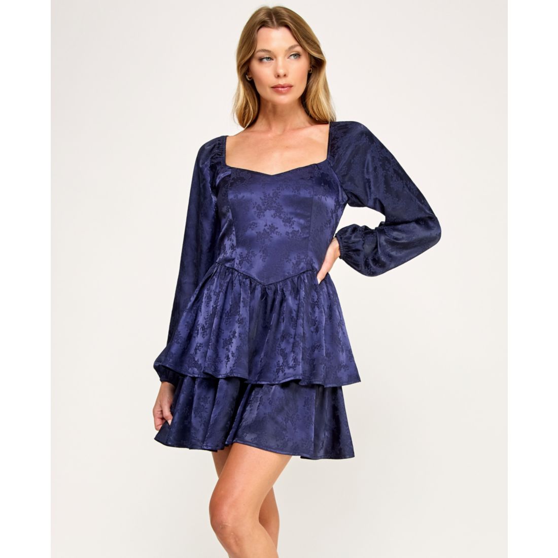 Trixxi Juniors' Long Sleeve Double-Tiered Dress
