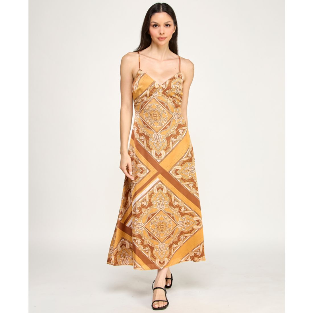Row A Juniors' Sleeveless V-Neck Midi Dress