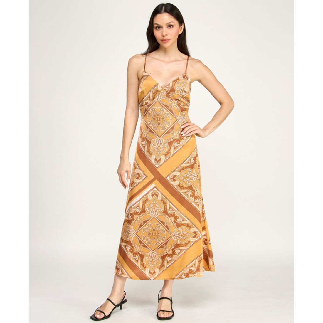 Row A Juniors' Sleeveless V-Neck Midi Dress