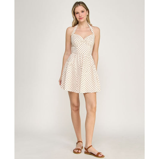 Row A Women's Halter Neck Twist Front Mini Dress