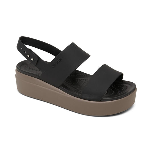 Crocs Women's Brooklyn Low Wedge Sandals from Finish Line - Black, Mushroom