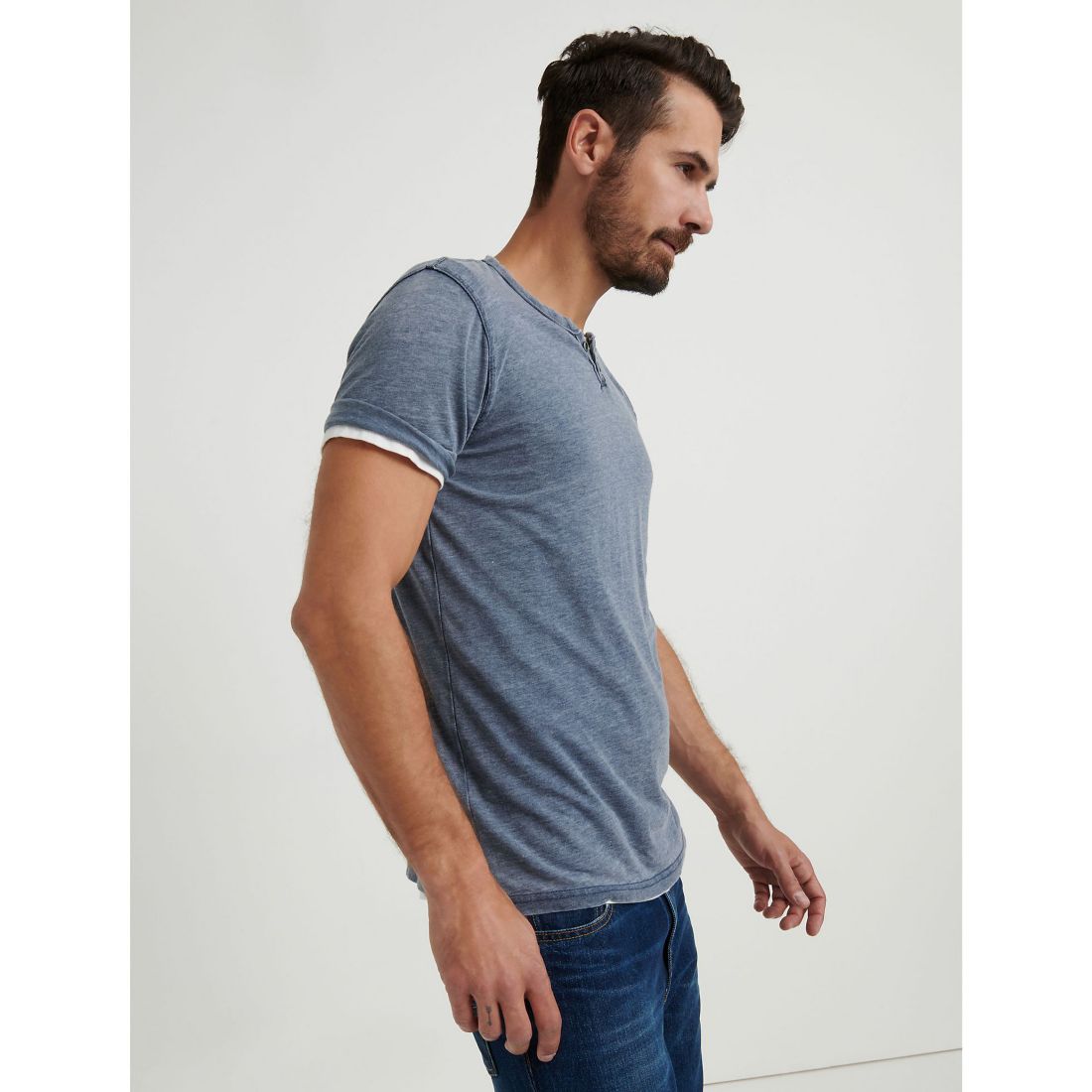 Lucky Brand Men's Venice Burnout Notch Short Sleeves T-shirt