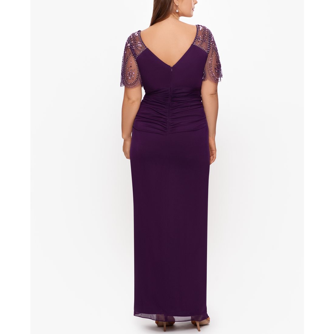 Xscape Plus Size Embellished Sheer Matte Jersey Gown