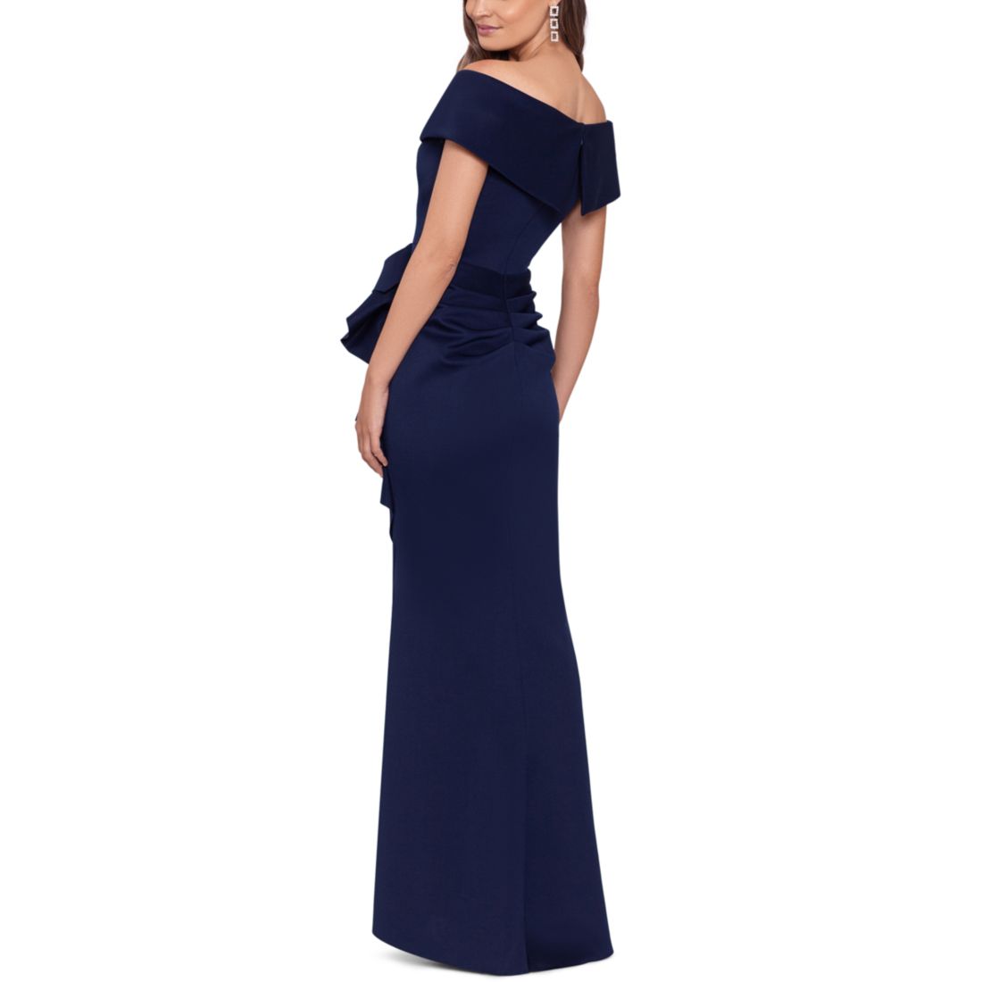 Xscape Scuba Off-The-Shoulder Gown
