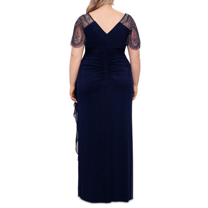 Xscape Plus Size Embellished Sheer Matte Jersey Gown