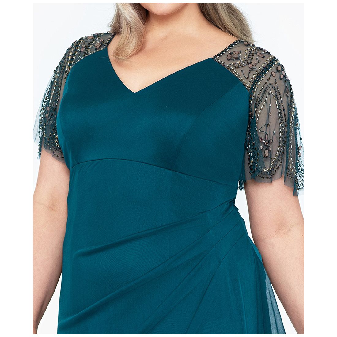 Xscape Plus Size Embellished Sheer Matte Jersey Gown