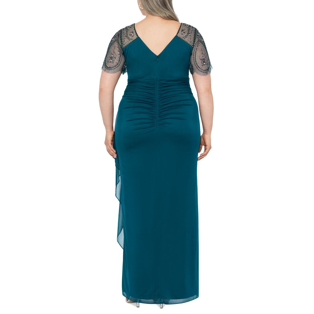 Xscape Plus Size Embellished Sheer Matte Jersey Gown