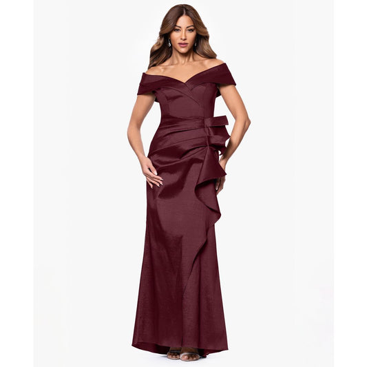 Xscape Women's Taffeta Off-The-Shoulder Sweetheart Gown